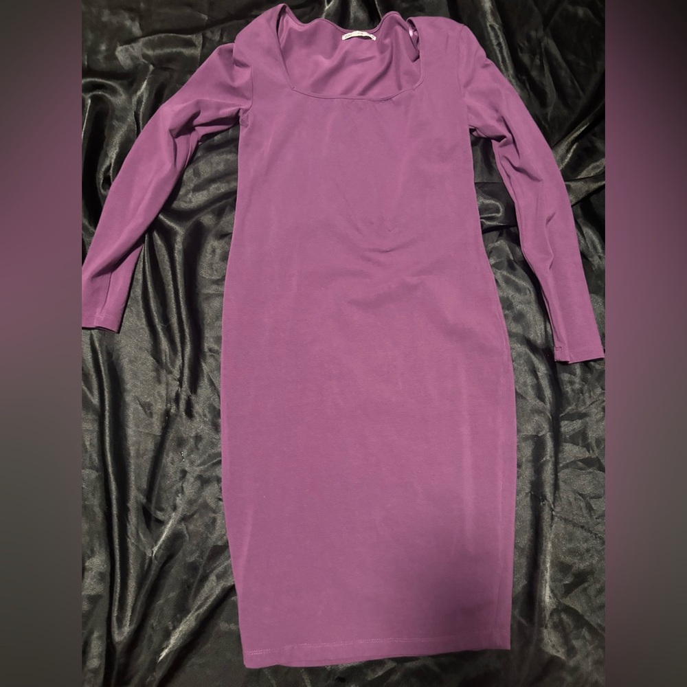 Elegant  Italian Purple Long Sleeve Dress